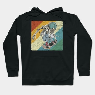 Vintage Retro Skeleton Skateboarding Hoodie